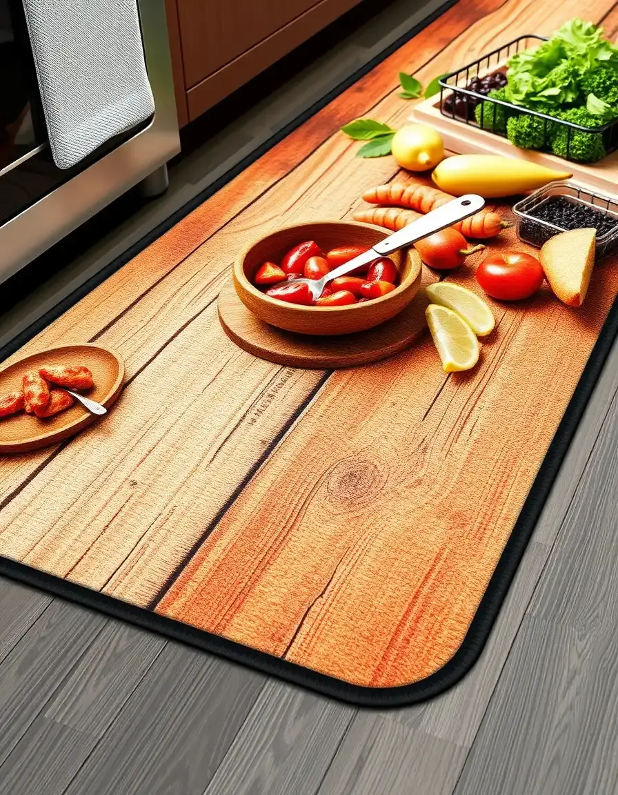 Tapis de sol imperméable en vinyle avec motifs de cuisine