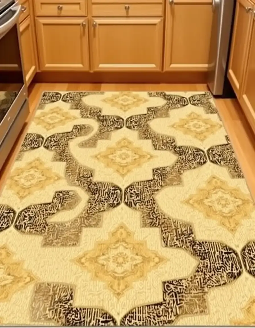 Tapis de cuisine décoratif motifs géométriques vinyle