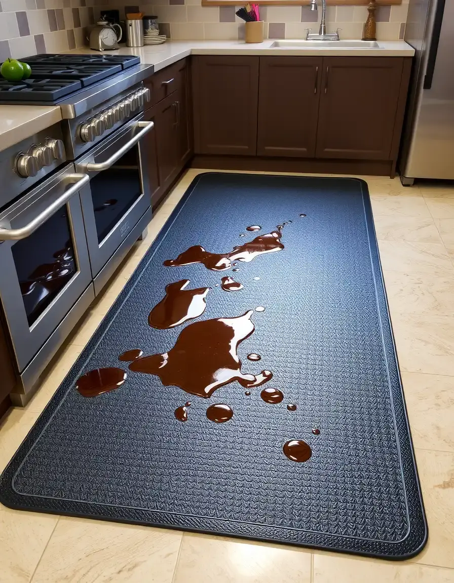 Tapis vinyle résistant à l'huile pour zone de cuisson