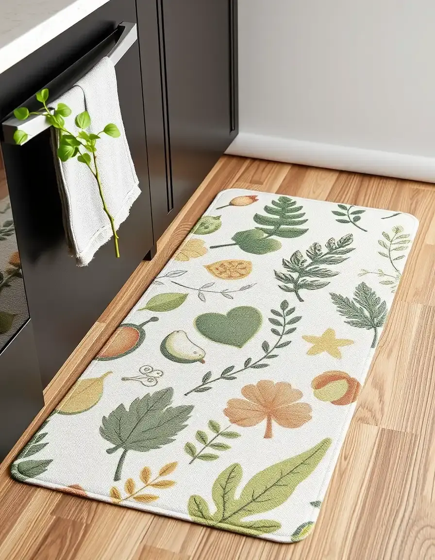 Tapis de cuisine vinyle éco-responsable motifs naturels