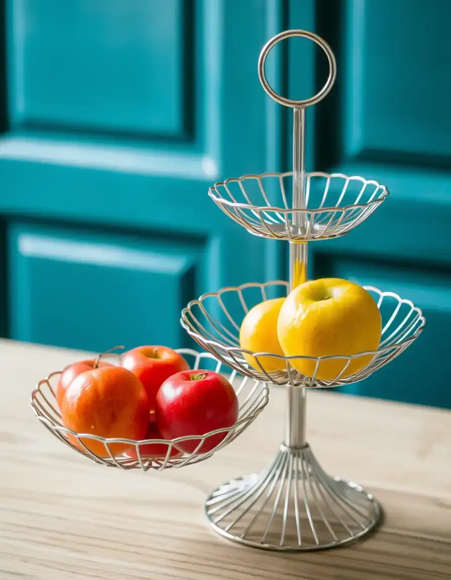 Corbeille à fruits à étages en métal noir design moderne