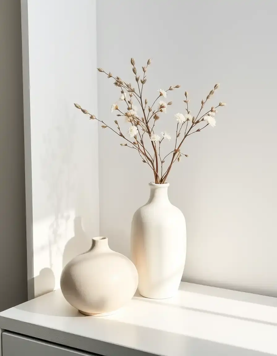 Vase en céramique blanc minimaliste pour décoration de table