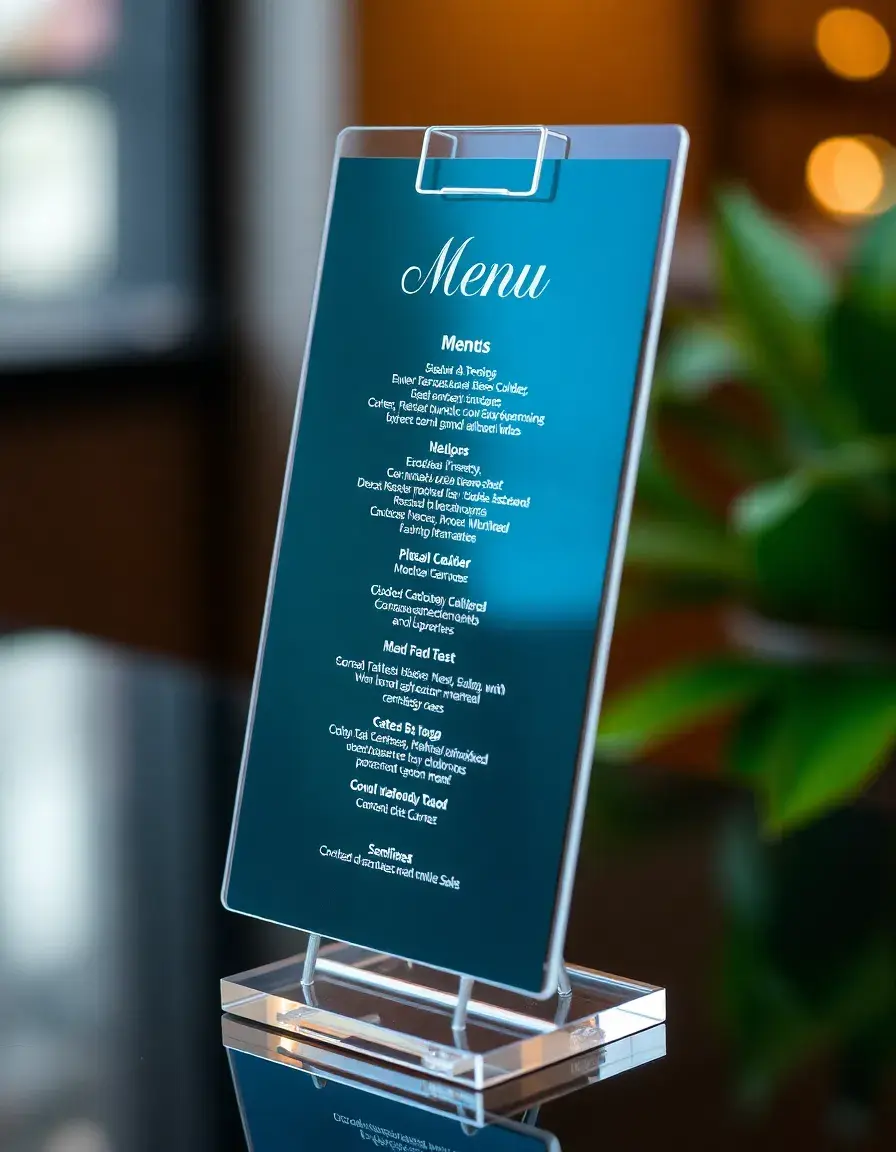 Porte-menu en acrylique transparent style clip
