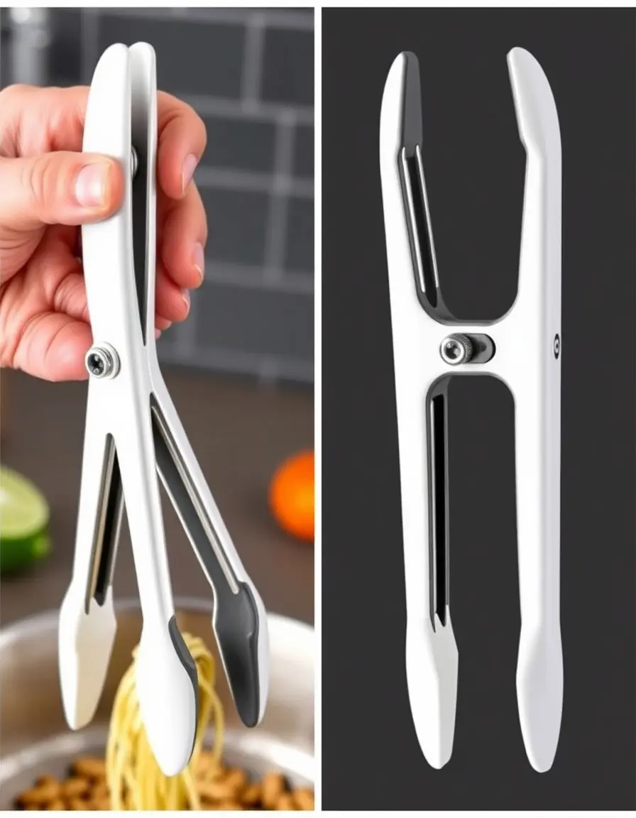 Pinces de cuisine avec embouts en silicone et mécanisme de verrouillage