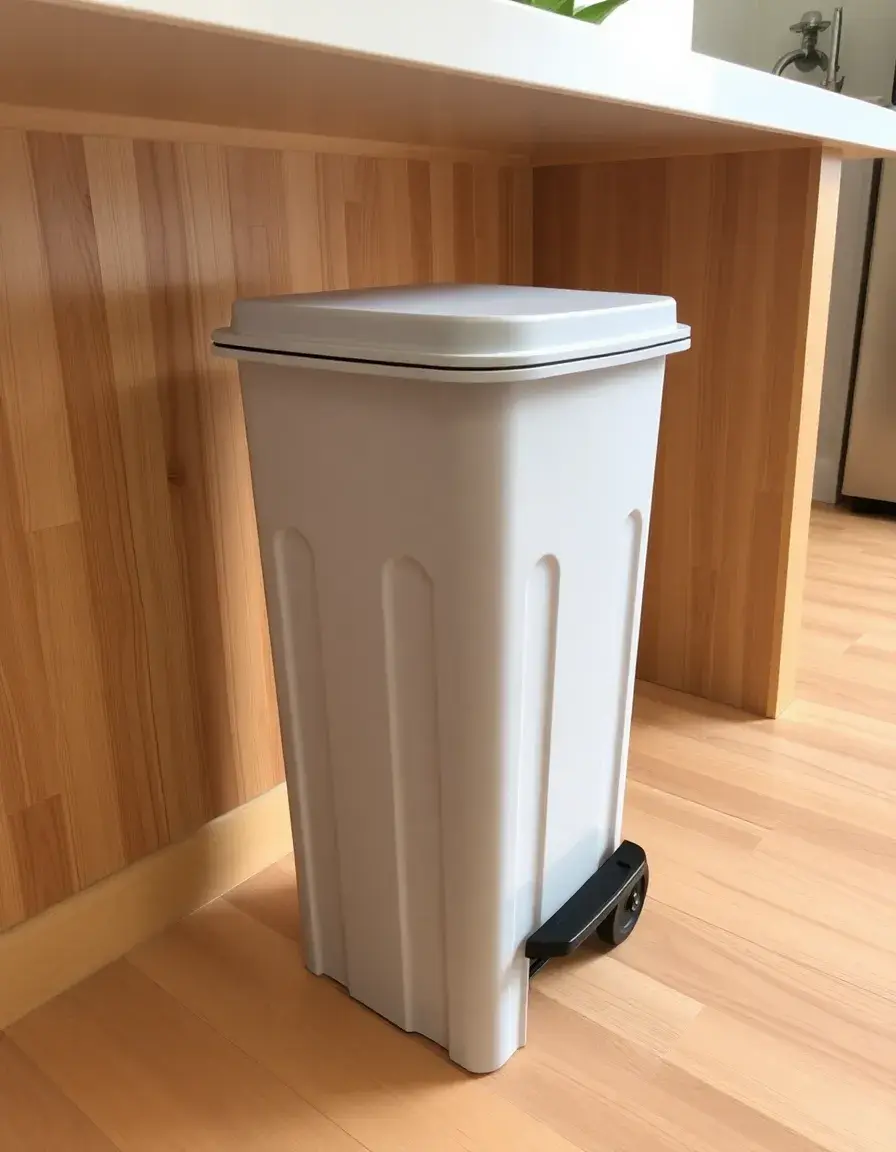 Petite poubelle à pédale sous îlot