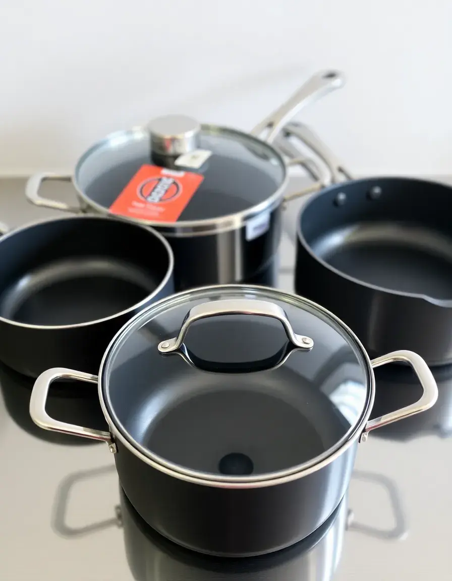 Batterie de cuisine 3 pièces antiadhésive avec couvercles