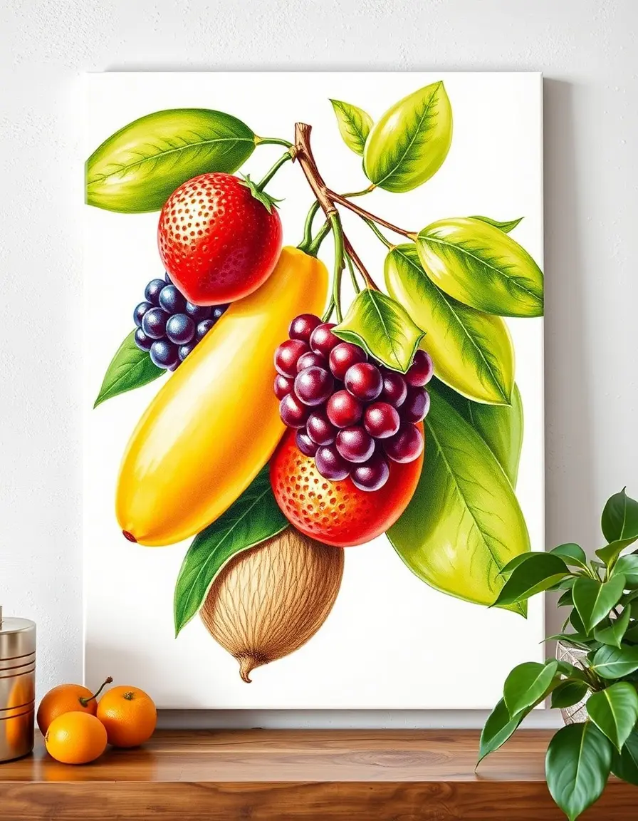 Série d'affiches illustrations de fruits vibrantes sur toile