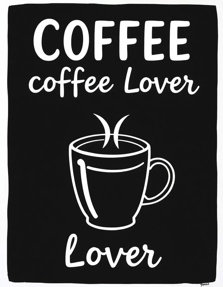 Affiche humoristique pour amoureux du café noir et blanc