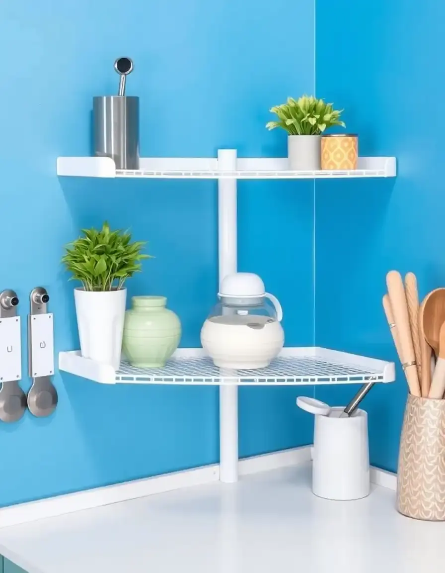 Étagère d'angle ajustable pour petite cuisine