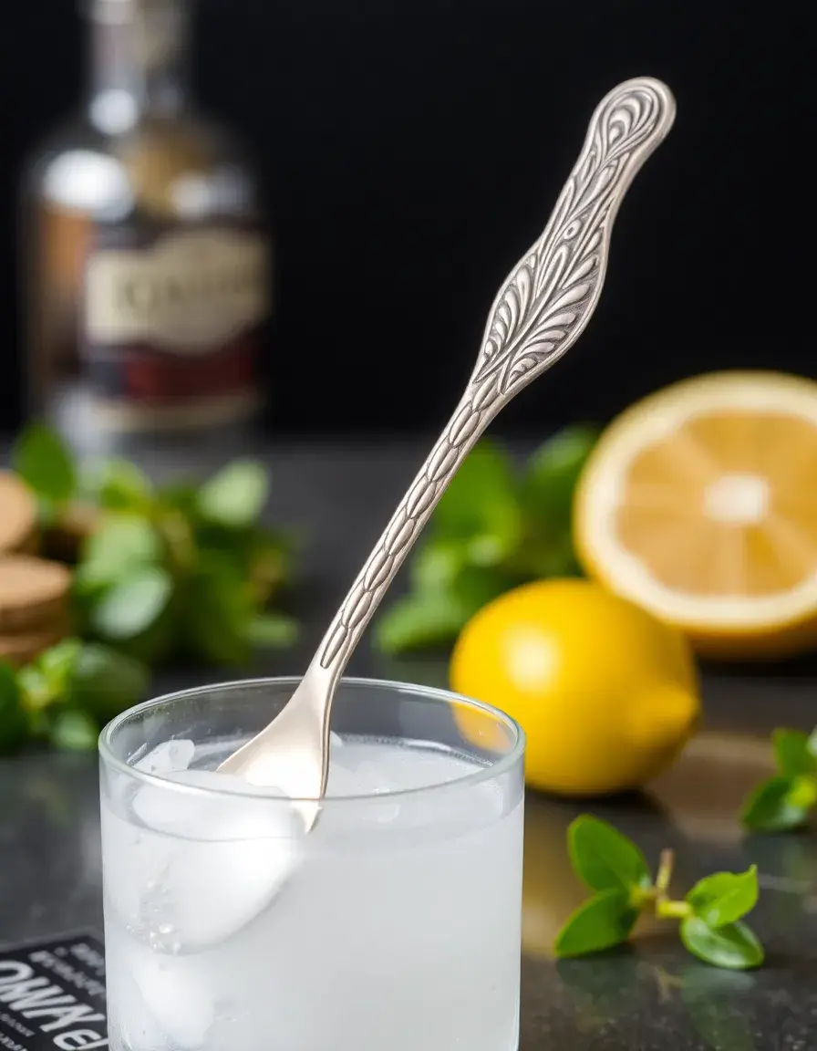 Cuillère de bar longue torsadée en acier inoxydable pour barre cuisine