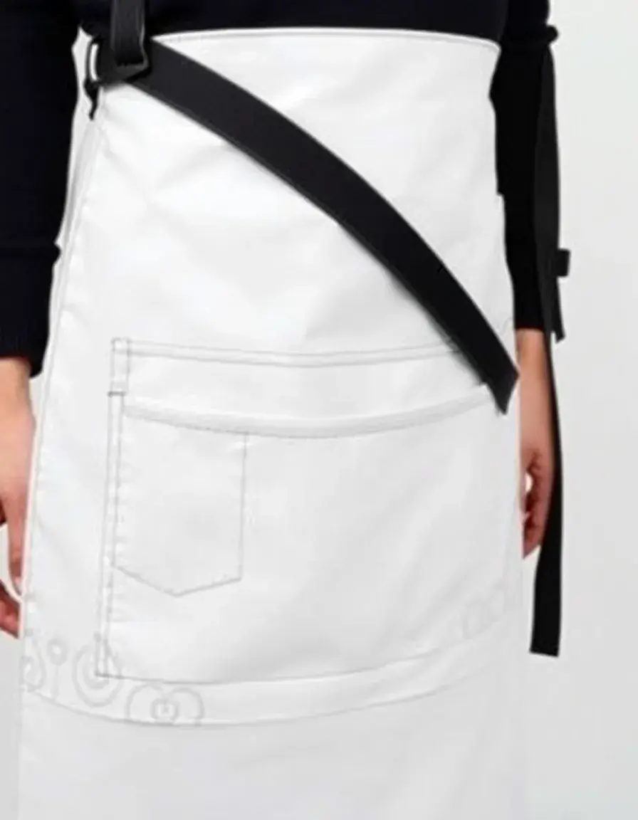 Pochette amovible à clipser sur un tablier de cuisine