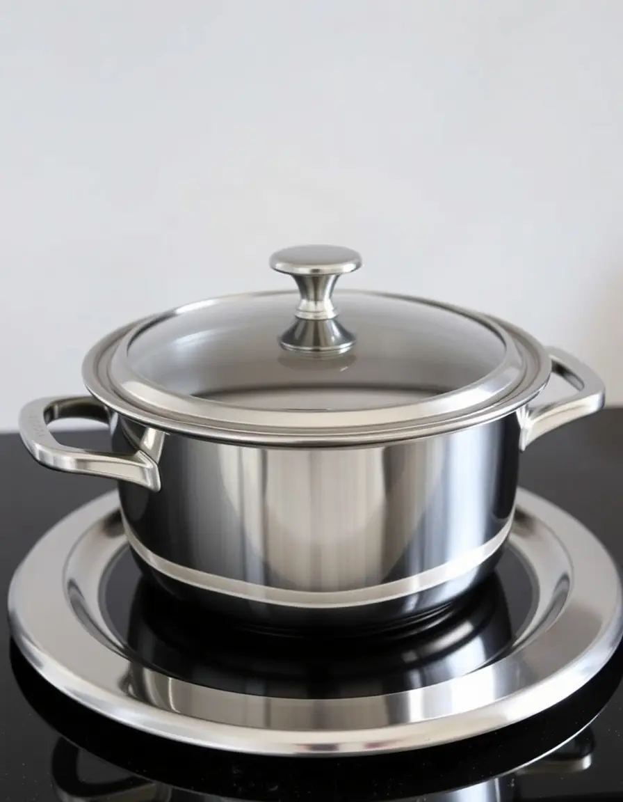 Faitout en inox compatible four avec couvercle