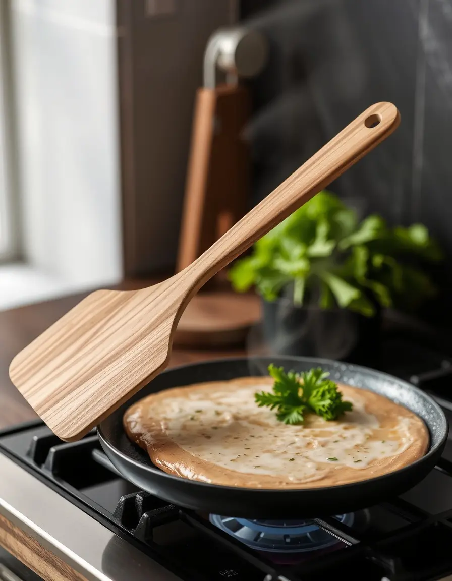 Spatule en bois plate résistante à la chaleur
