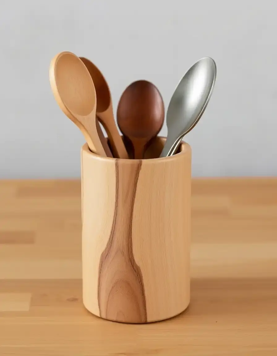 Porte-ustensiles bois cylindrique naturel