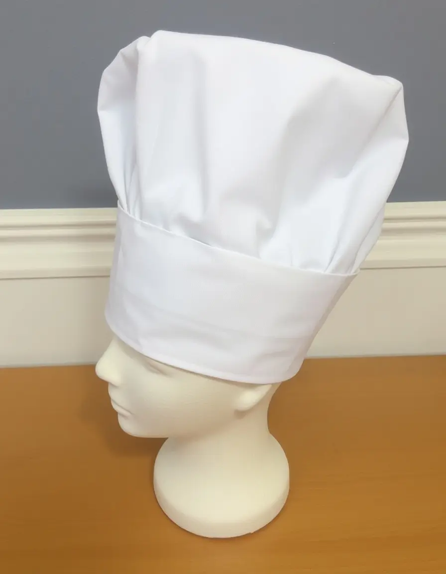 Toque de chef traditionnelle blanche réglable en coton