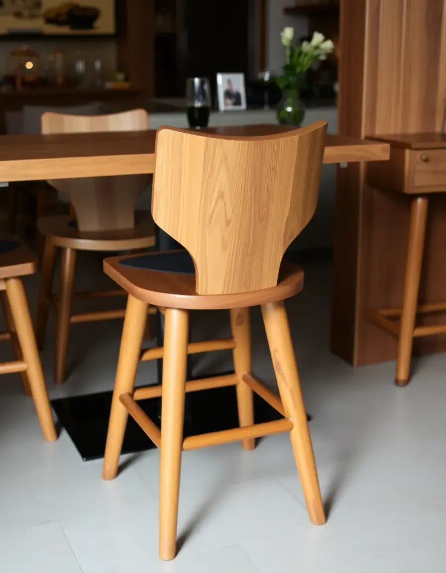 Chaise haute de salle à manger en bois naturel pour tables hautes