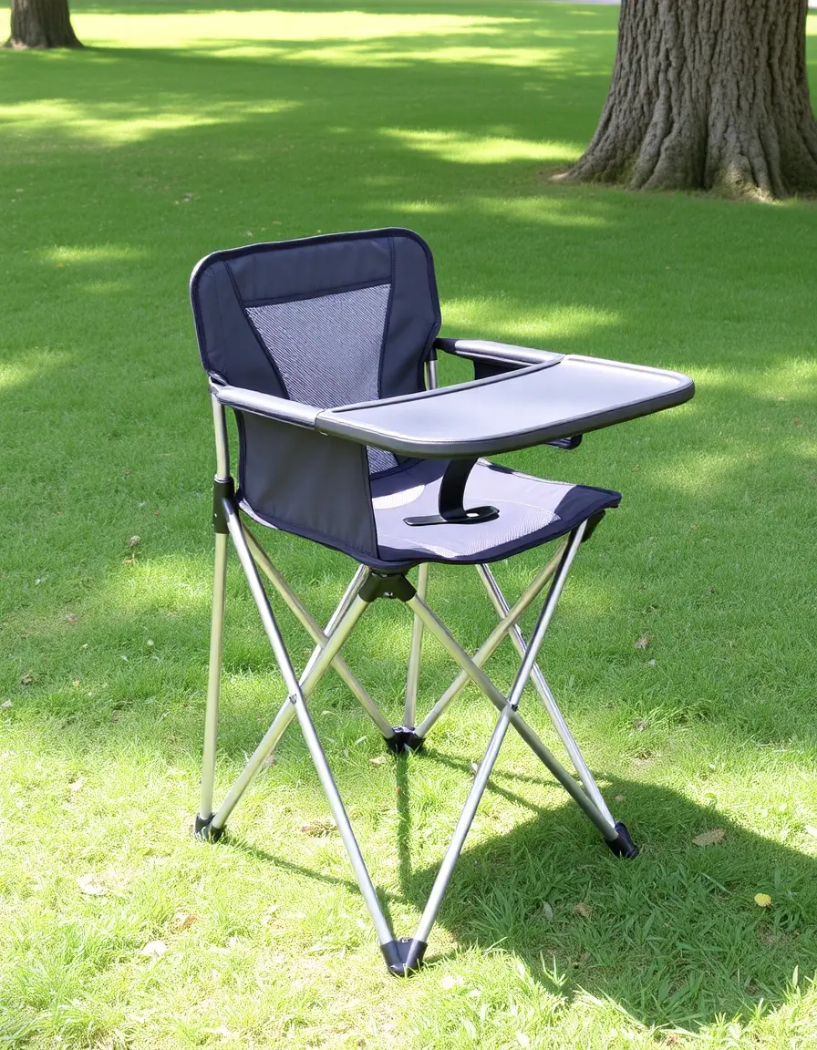 Chaise haute pliante portable et légère en métal