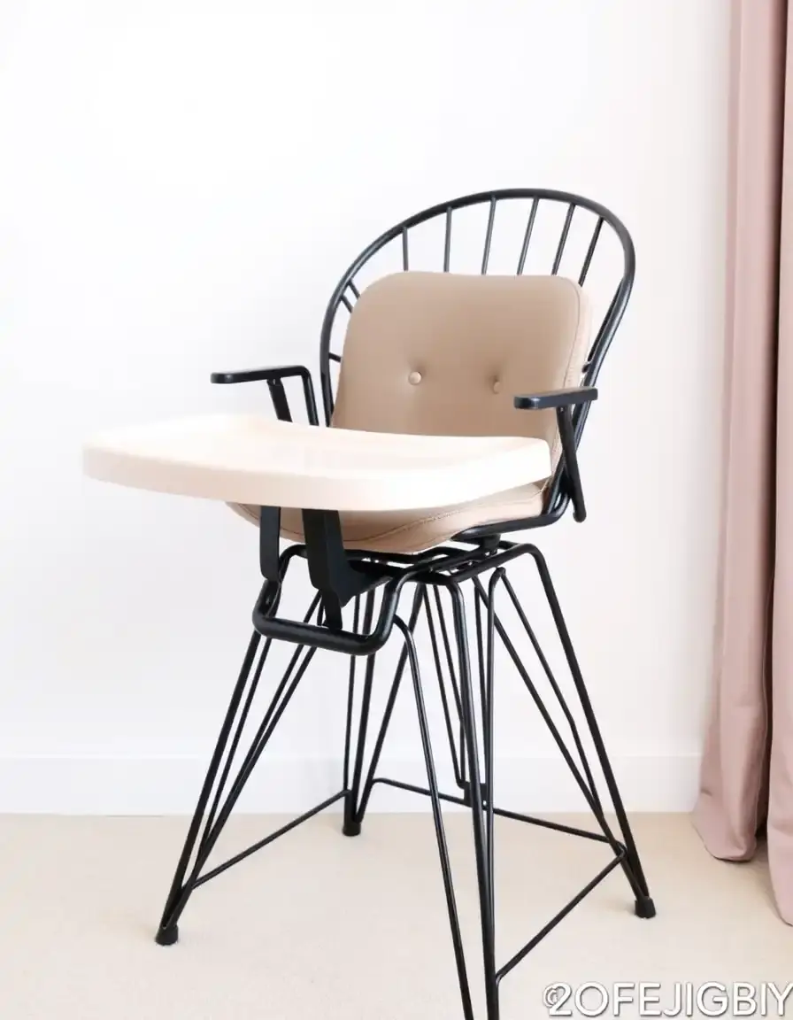 Chaise haute à structure métallique avec coussin confortable