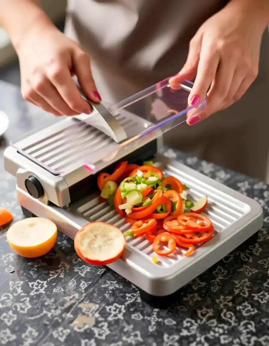 Mandoline de cuisine ajustable avec garde de sécurité