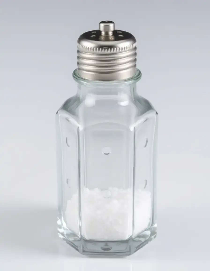 Salière en verre avec dosage réglable