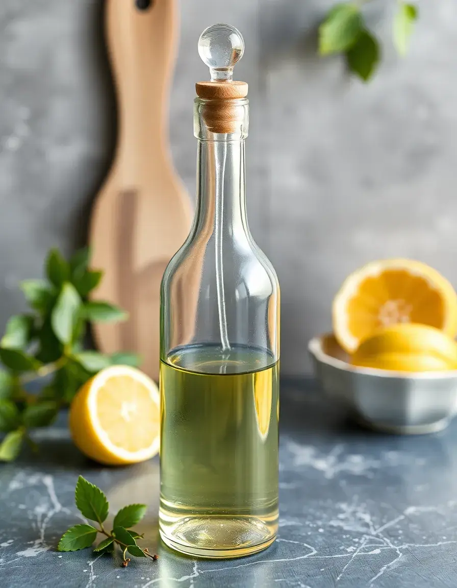 Bouteille de vinaigre en verre pour cuisine