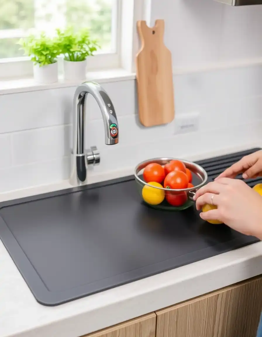 Tapis de protection en silicone pour comptoir cuisine résistant à la chaleur
