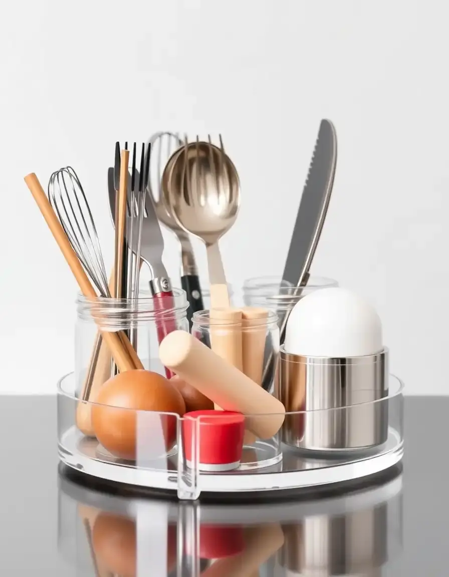 Plateau organisateur en acrylique pour ustensiles de cuisine