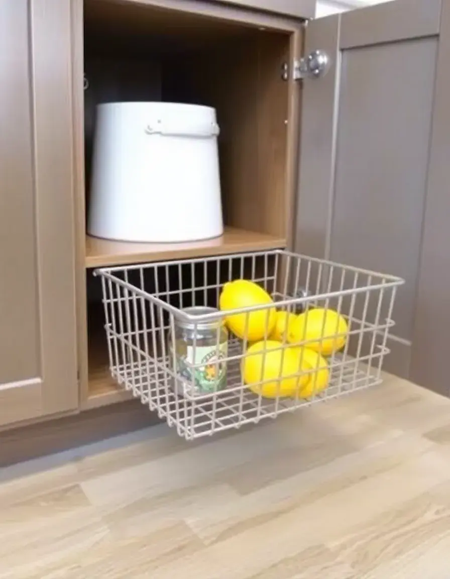 Panier coulissant en métal pour placard de cuisine