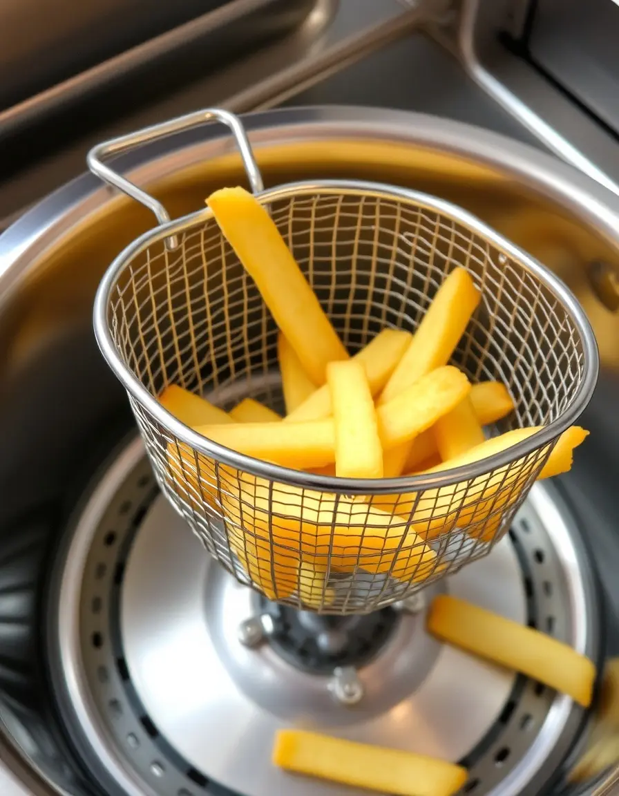 Panier à friture en fil métallique pour frites de courgettes