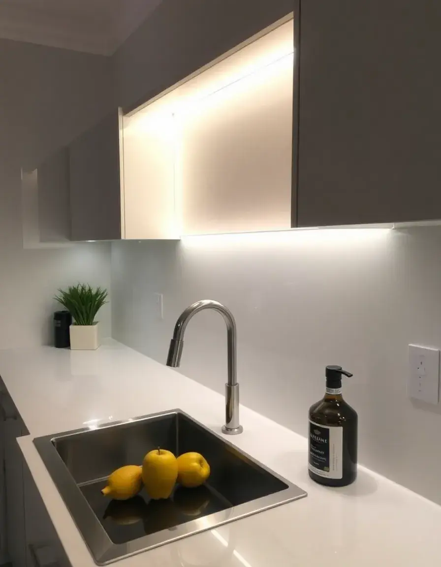 Éclairage LED sous meuble pour crédence cuisine moderne