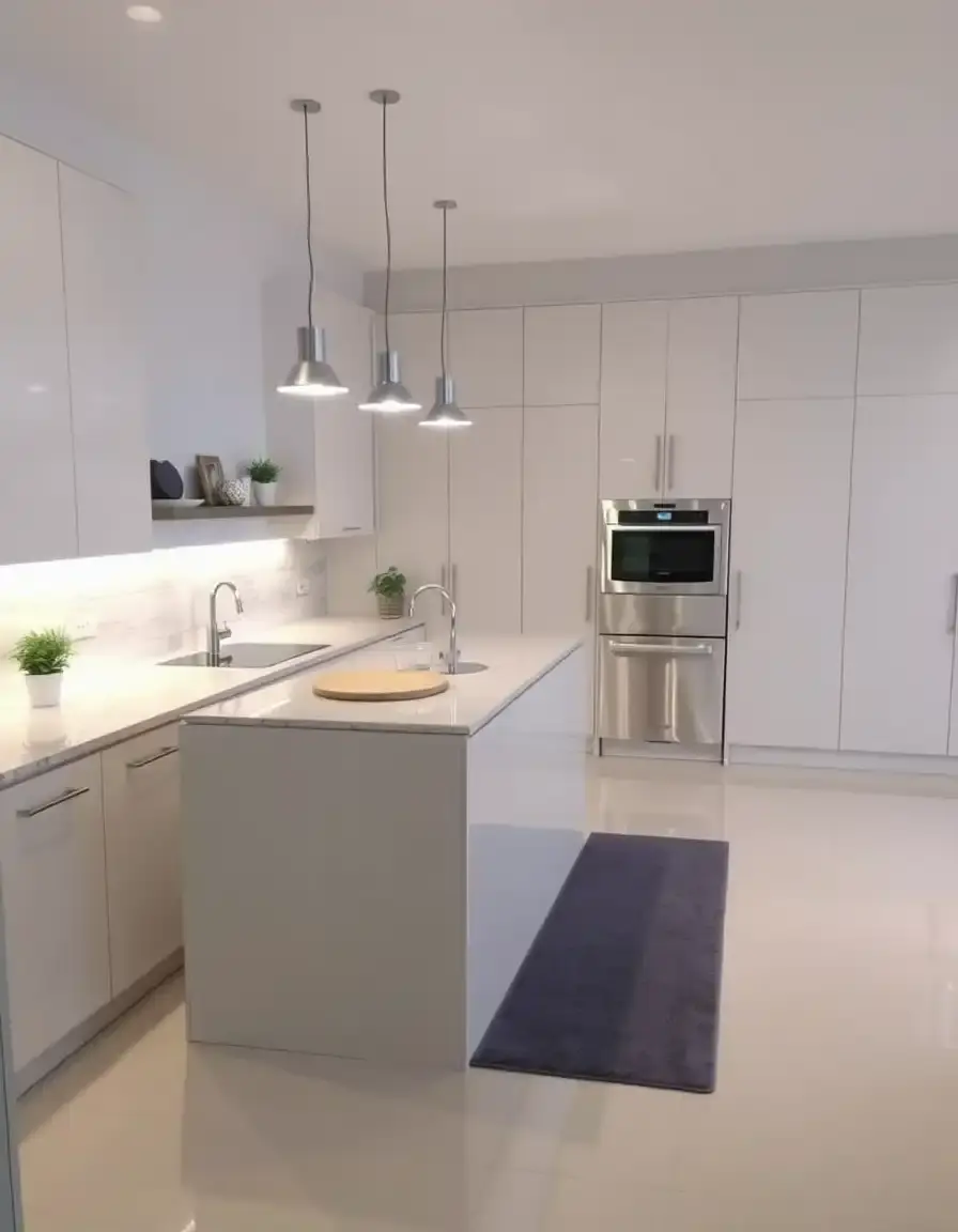 Tapis de sol antidérapant pour îlot de cuisine avec un ilot central