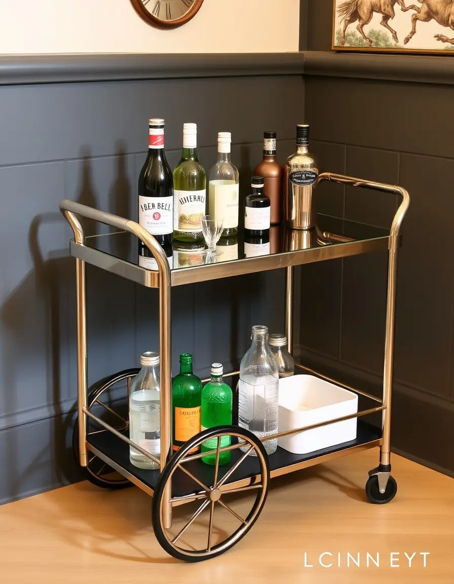 Chariot de bar roulant pour extension d'ilot central