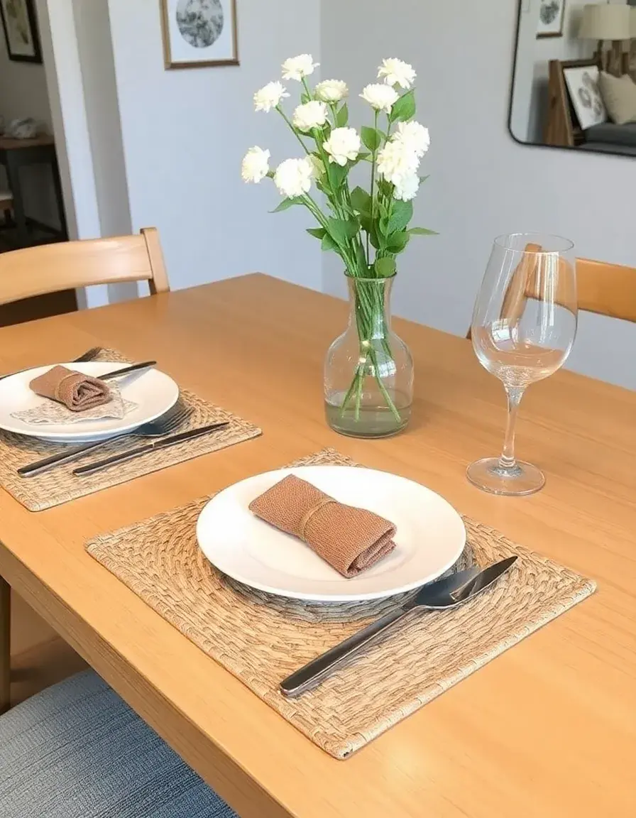 Set de table tressé pour repas sur îlot central