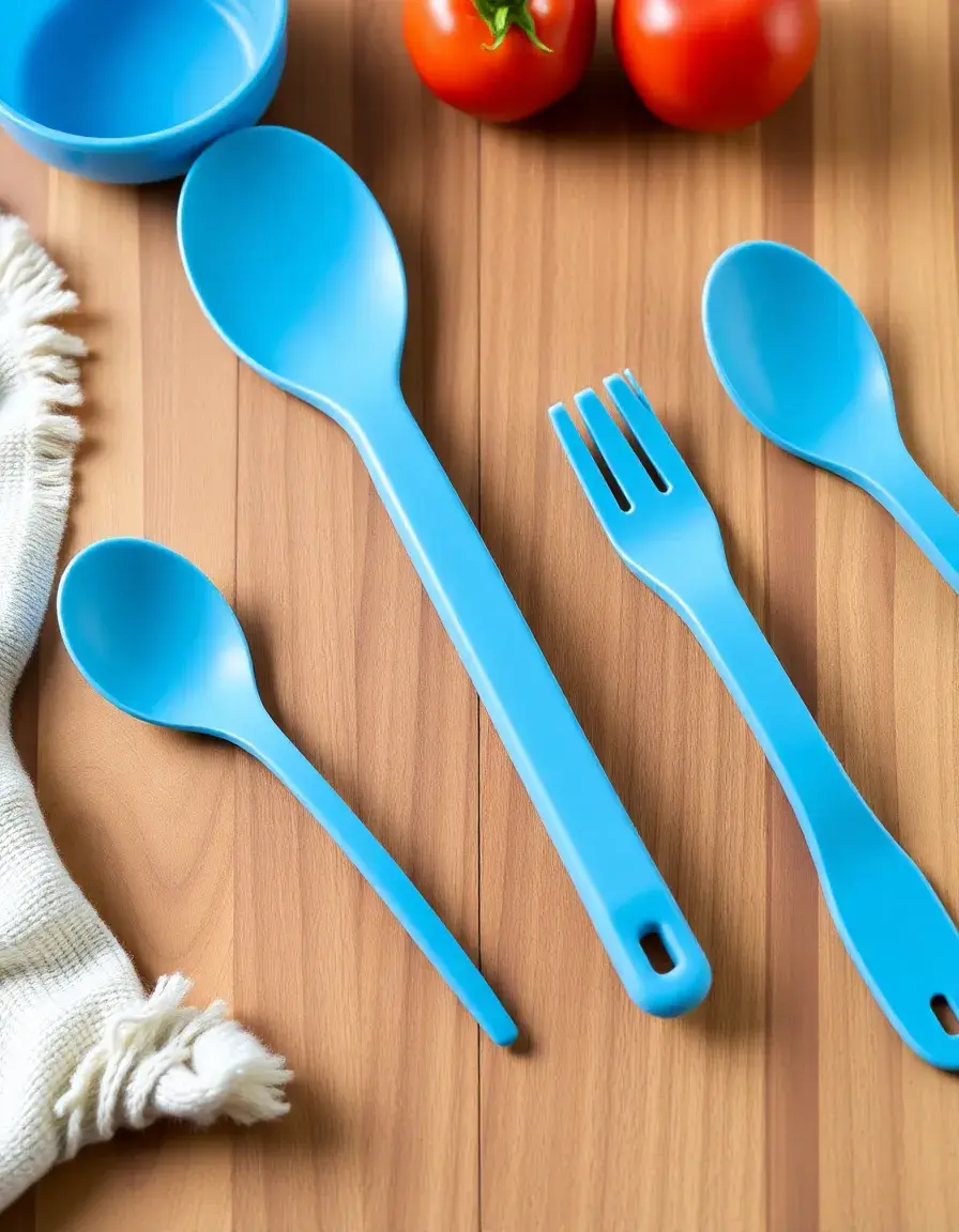 Set d'ustensiles de cuisine en silicone bleu