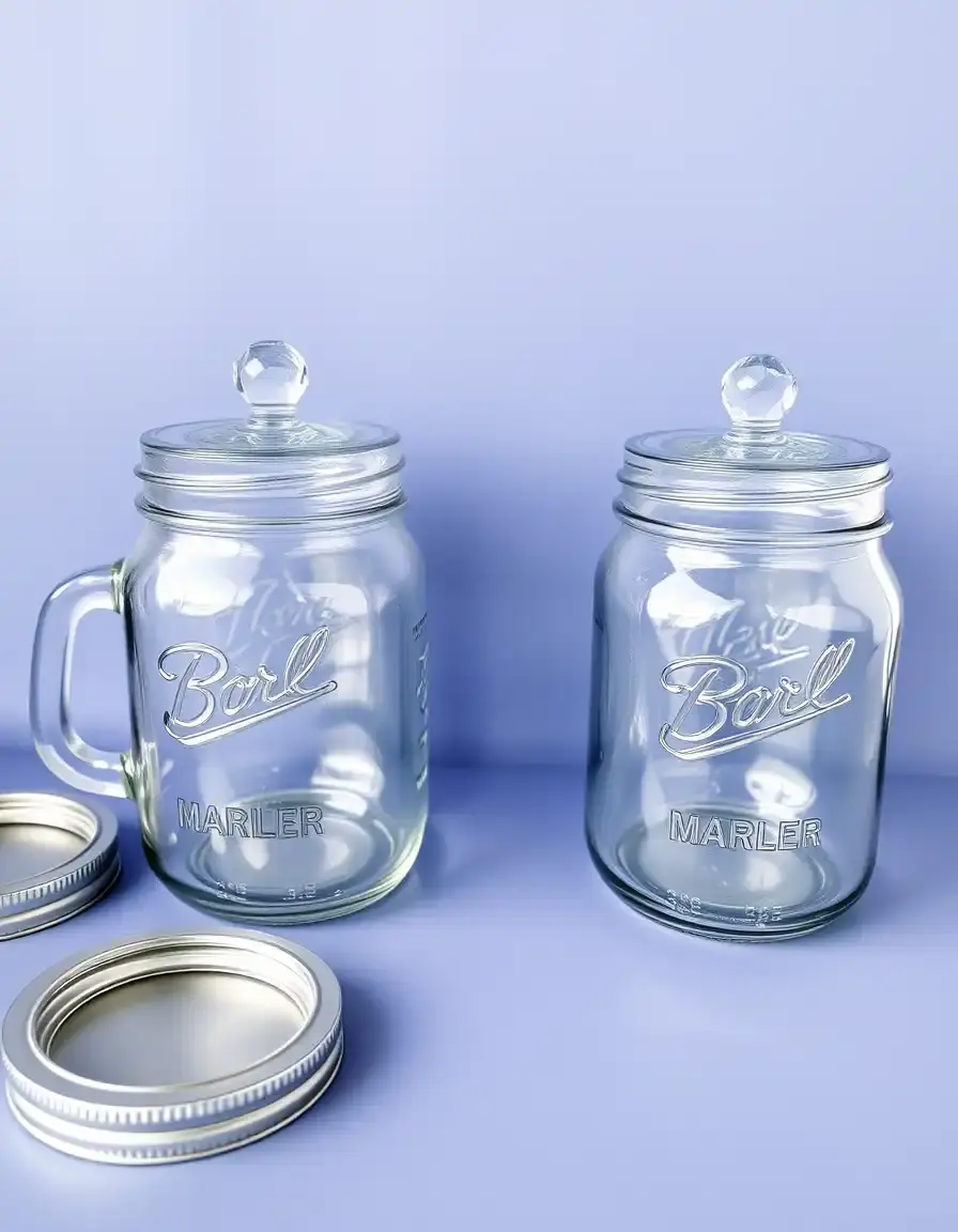 Ensemble de bocaux Mason Jar en verre avec couvercles