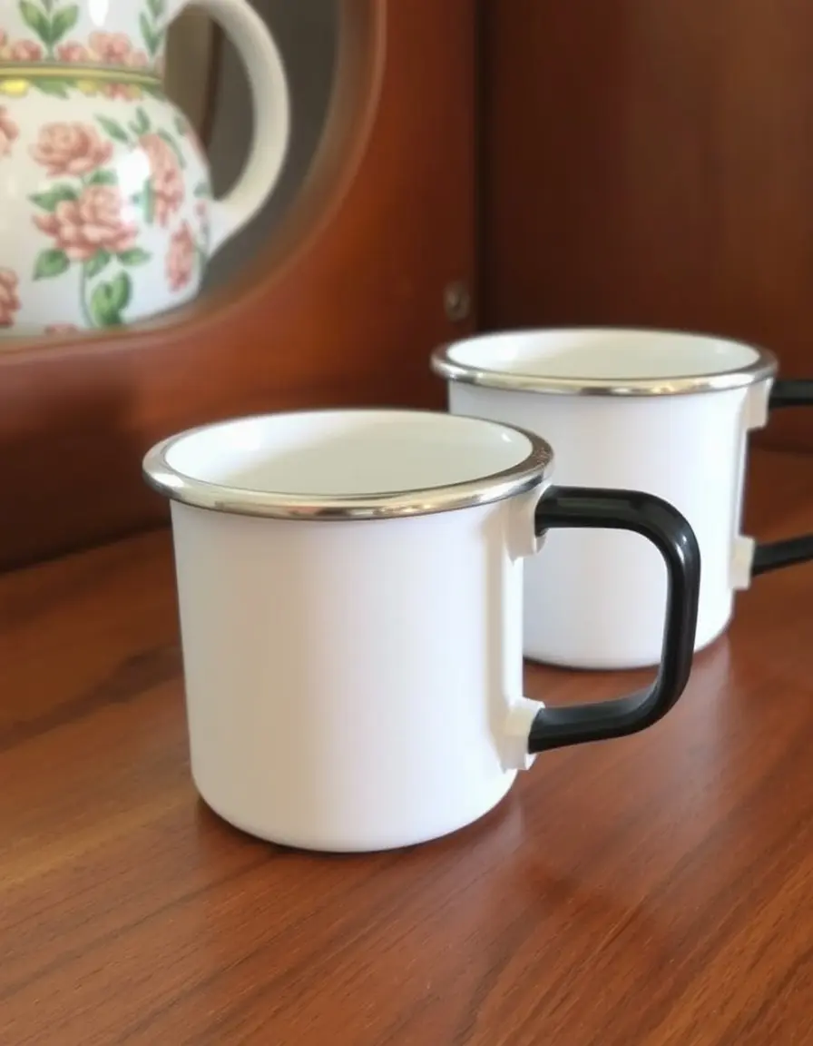Lot de tasses en émail vintage pour le café