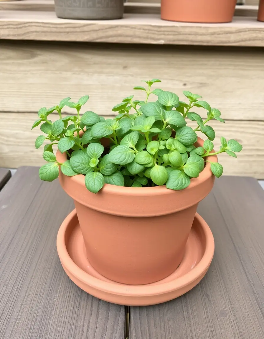 Pot à herbes en terre cuite avec soucoupe