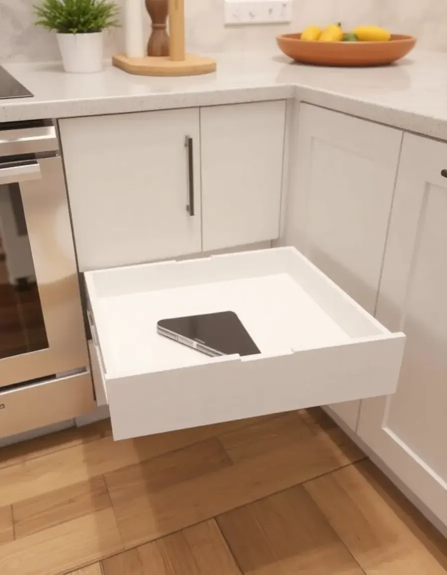 Système de plateaux coulissants pour cuisine d'angle