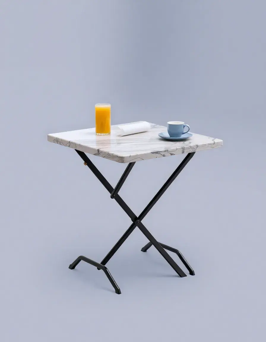 Table pliante compacte et robuste pour préparation culinaire extérieure