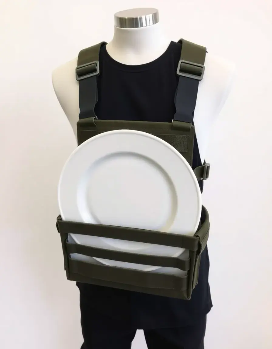 Porte-assiettes empilable pour service extérieur sécurisé