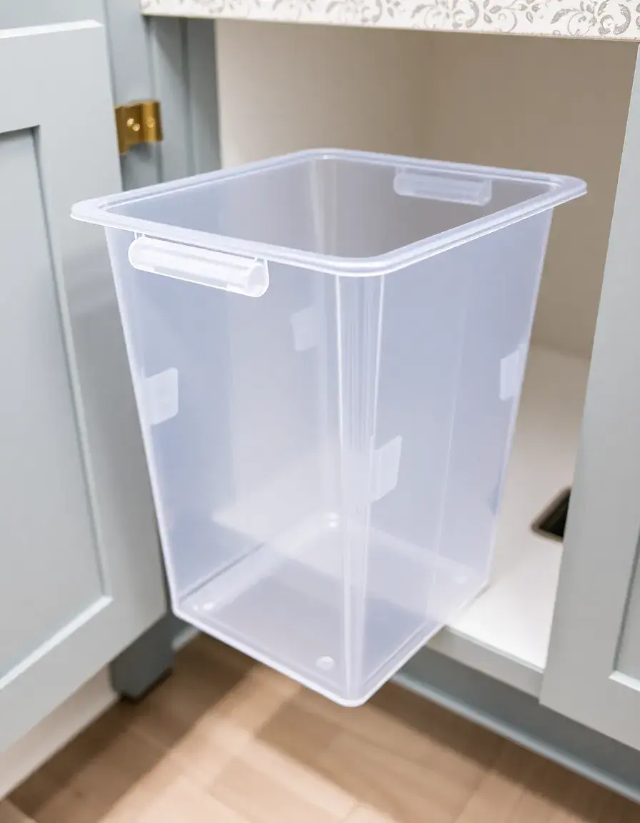 Bac de rangement coulissant transparent pour caisson cuisine
