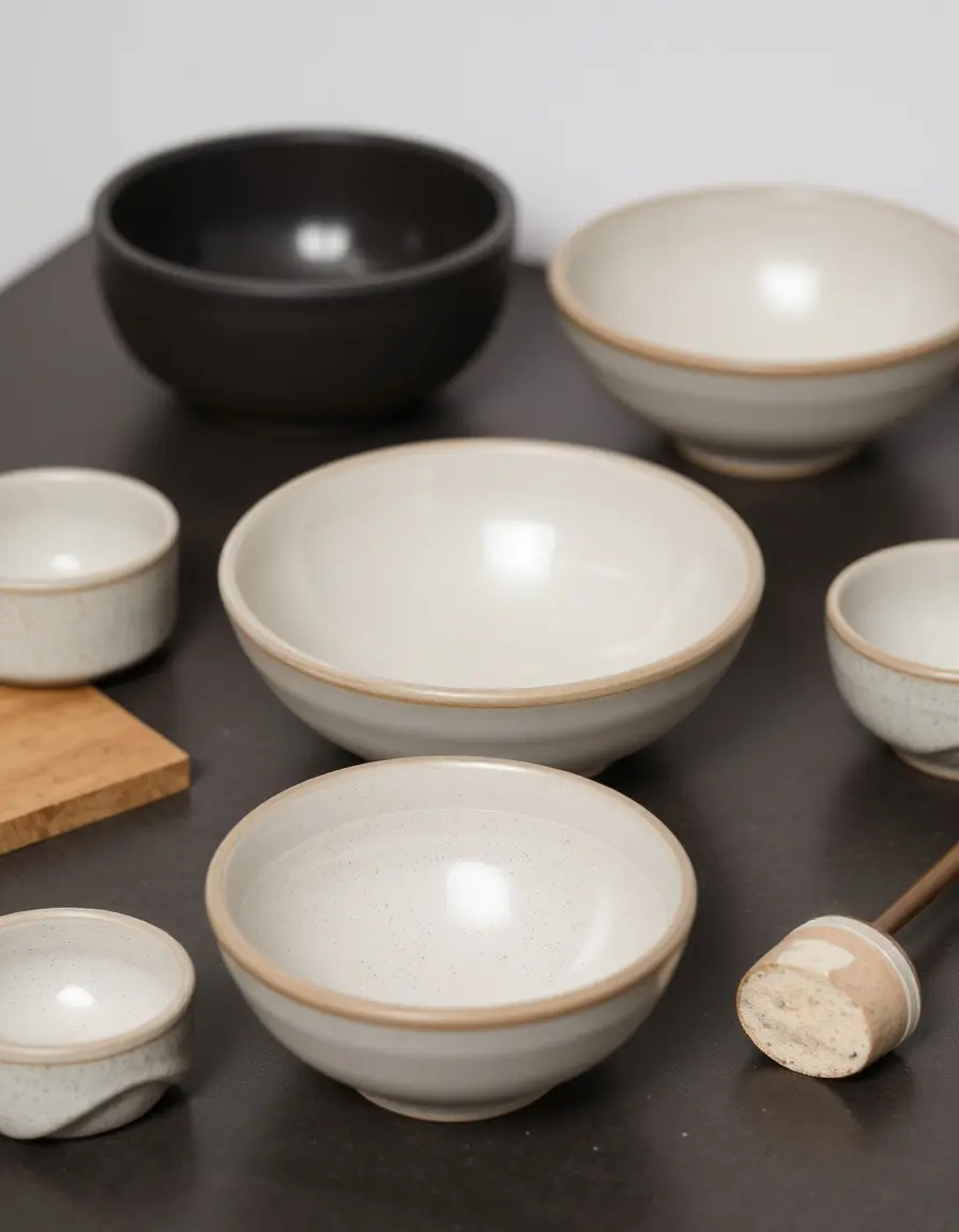 Set de bols en grès gris