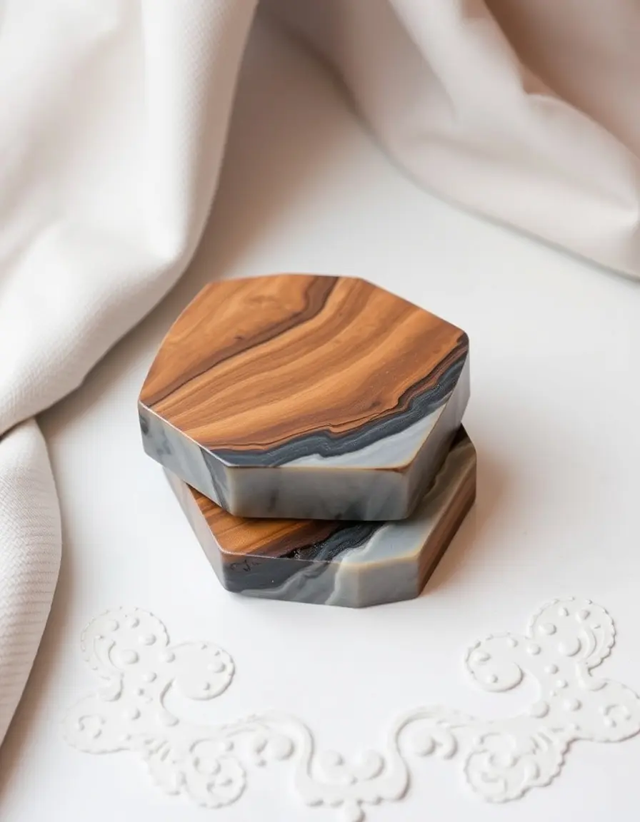 Dessous de verre bois et résine grise design