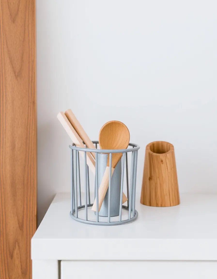 Support bois et métal gris rangement cuisine