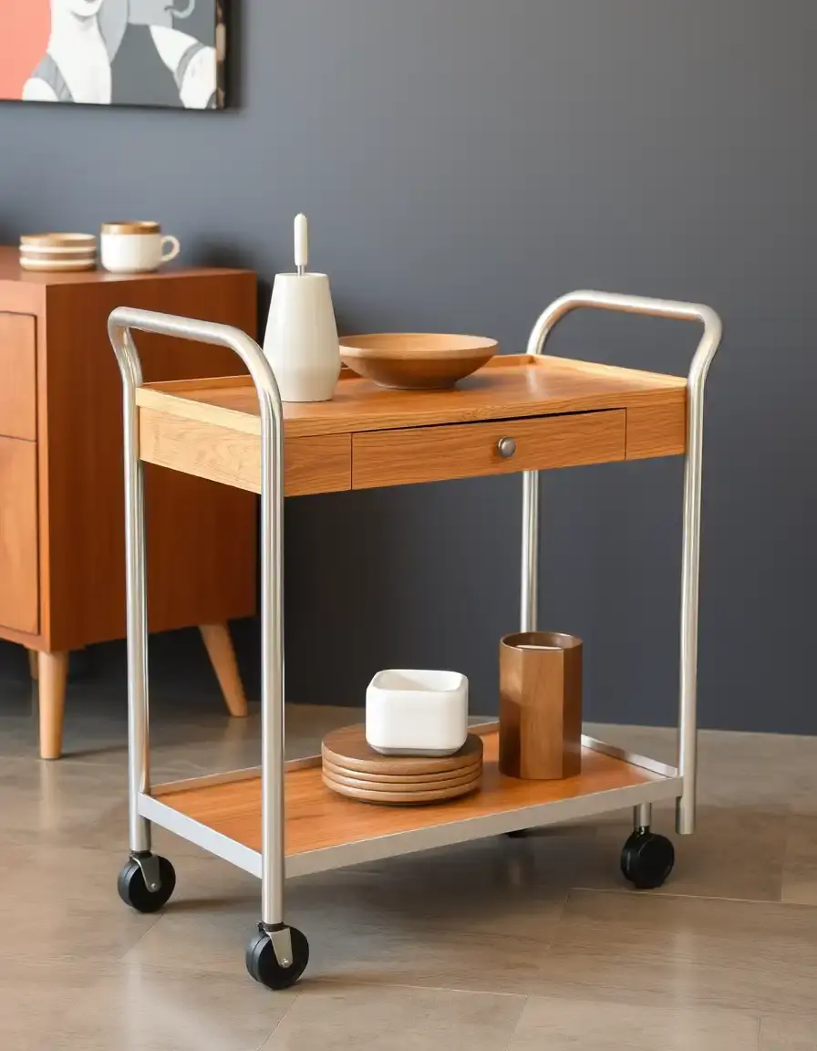 Desserte mobile moderne en métal pour cuisine