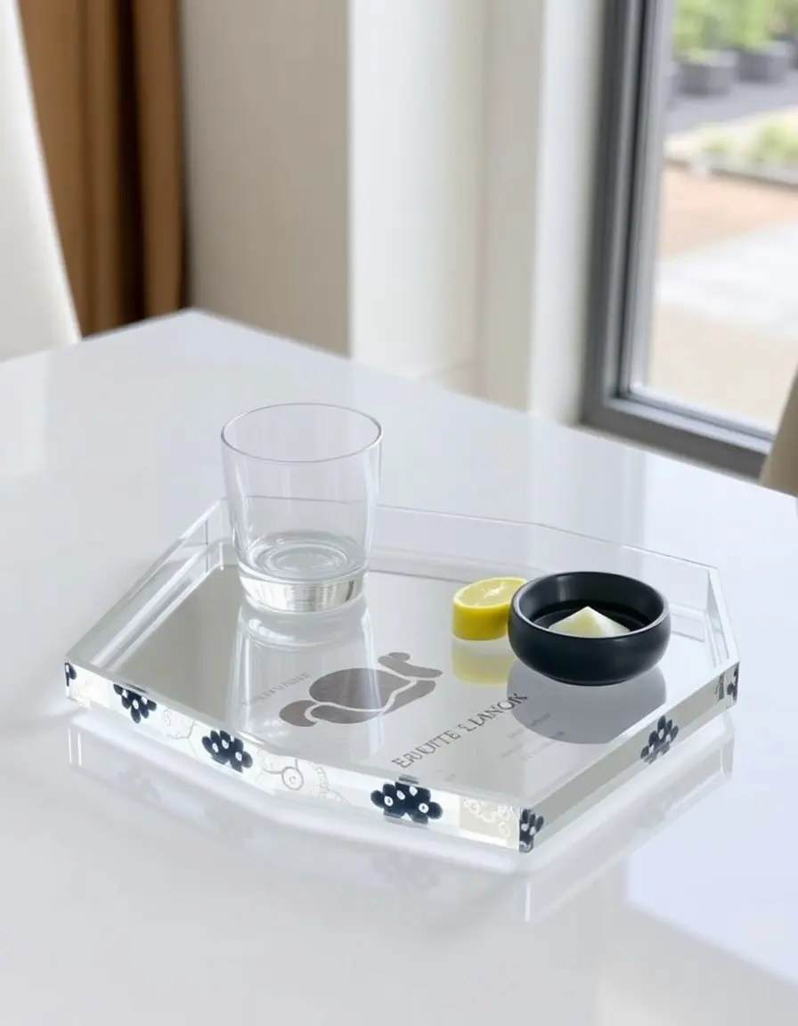 Plateau de service acrylique moderne pour présentation