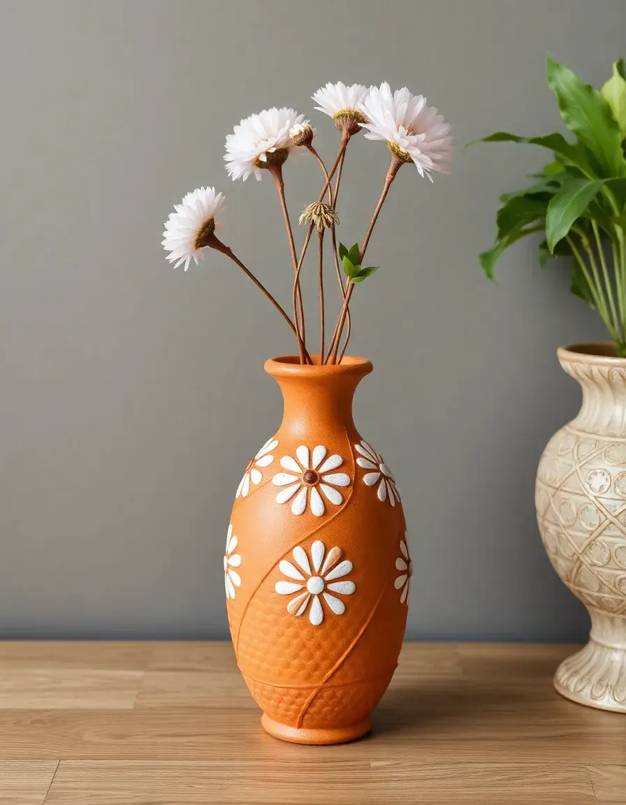 Terracotta Vase : vase décoratif en terre cuite pour fleurs séchées