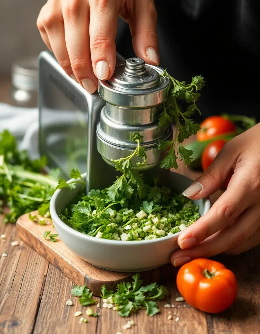 Hachoir à herbes rotatif pour coriandre et menthe