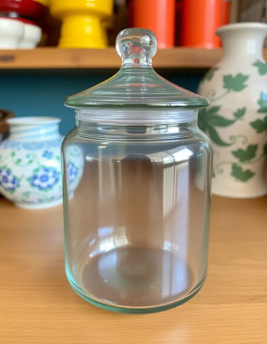Bocal en verre vintage avec couvercle hermétique