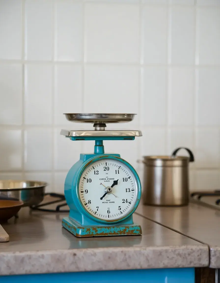 Balance de cuisine mécanique vintage de couleur pastel